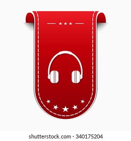 Head Phone Red Vector Icon Design