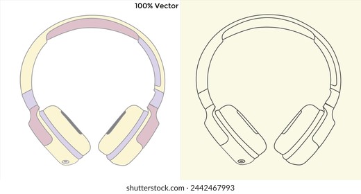 Head Phone vector and line art eps