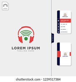 head phone, wireless logo template vector illustration, free business card design template