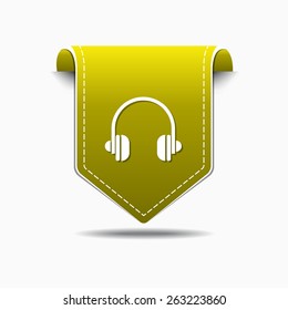 Head Phone Yellow Vector Icon Design