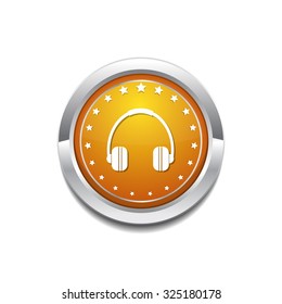 Head Phone Yellow Vector Icon Button