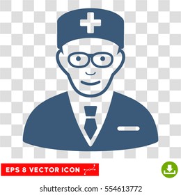 Head Physician EPS vector pictogram. Illustration style is flat iconic blue symbol on chess transparent background.