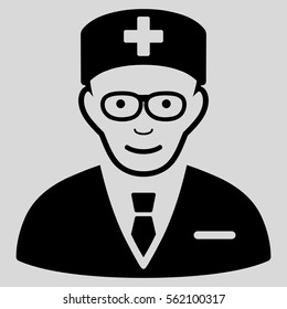 Head Physician vector icon. Flat black symbol. Pictogram is isolated on a light gray background. Designed for web and software interfaces.