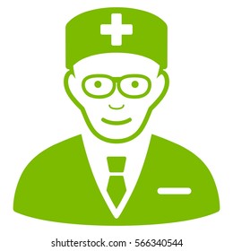 Head Physician vector icon. Flat eco green symbol. Pictogram is isolated on a white background. Designed for web and software interfaces.