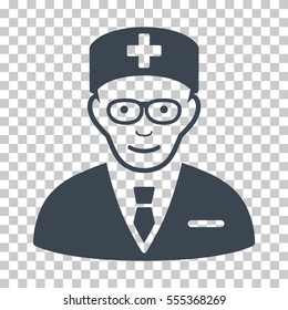 Head Physician vector icon. Illustration style is flat iconic smooth blue symbol on a chess transparent background.