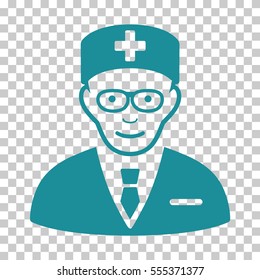Head Physician vector icon. Illustration style is flat iconic soft blue symbol on a chess transparent background.