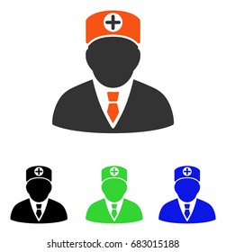 Head Physician vector pictogram. Illustration style is a flat iconic colored symbol with different color versions.
