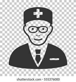Head Physician vector pictograph. Illustration style is flat iconic gray symbol on a chess transparent background.
