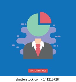 Head pie chart user modern flat business icon