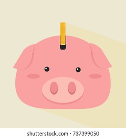 head pig with coin