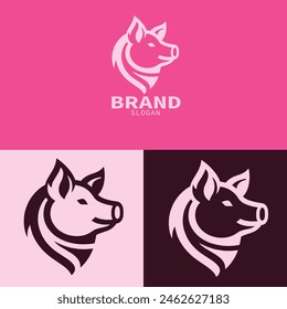  Head Pig logo design set logo design 