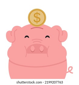 Head piggy bank with coin  for save money cartoon vector
