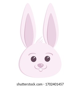 Head of the pink bunny, hare. Greeting card. Vector isolated illustration