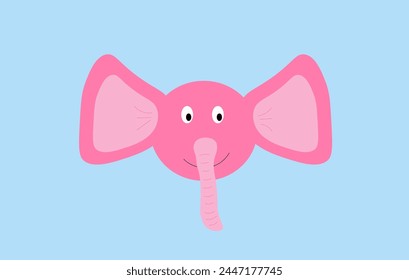 the head of a pink elephant on a blue background