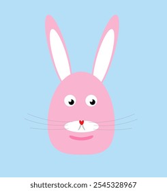 the head of a pink hare on a light blue background