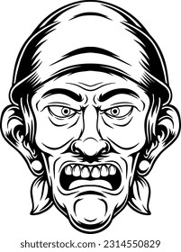 head of pirate mascot illustration