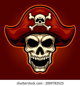 head pirate skull mascot illustration
