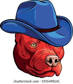 head pitbull with fedora hat vector illustration