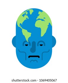 Head planet Earth. World map on head. Vector illustration
