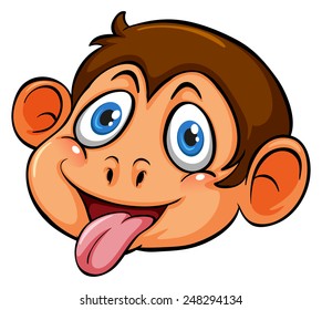A head of a playful monkey on a white background