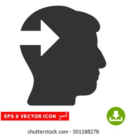 Head Plug-In Arrow EPS vector pictograph. Illustration style is flat iconic gray symbol on white background.