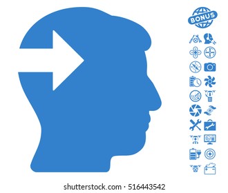 Head Plug-In Arrow pictograph with bonus copter service clip art. Vector illustration style is flat iconic symbols on white background.