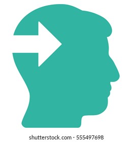 Head Plug-In Arrow vector icon. Style is flat graphic symbol, cyan color, white background.
