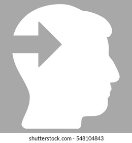 Head Plug-In Arrow vector pictogram. Style is flat graphic symbol, white color, silver background.
