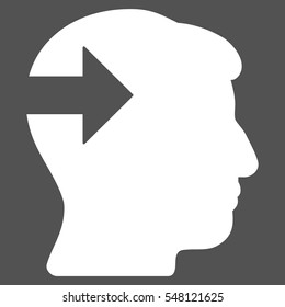 Head Plug-In Arrow vector pictograph. Style is flat graphic symbol, white color, gray background.