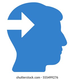 Head Plug-In Arrow vector pictograph. Style is flat graphic symbol, cobalt color, white background.