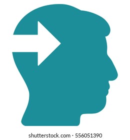 Head Plug-In Arrow vector pictograph. Style is flat graphic symbol, soft blue color, white background.