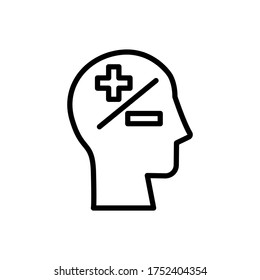 head plus minus icon. Simple line, outline vector elements of brain process icons for ui and ux, website or mobile application