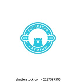 head polar bear badge logo design vector