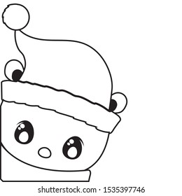 head of polar bear with hat and scarf on white background vector illustration design