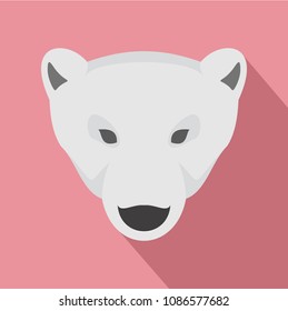 Head of polar bear icon. Flat illustration of head of polar bear vector icon for web design