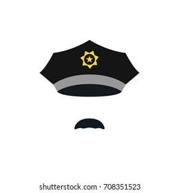 Head of policeman with cap. Vector people avatar. 