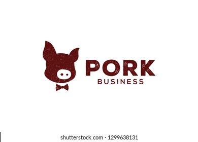 Head of Pork Restaurant Business Simple Logo Design