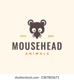 head portrait rats mouse cartoon mascot character simple minimal hipster logo design vector icon illustration