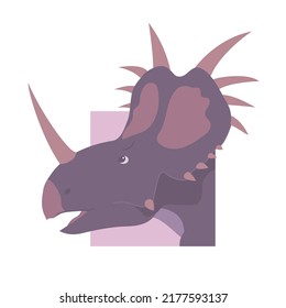 Head portrait of styracosaurus. Head portrait. Ceratops with dangerous horns. Dinosaur of the Jurassic period. Science paleontology. Vector isolated cartoon illustration
