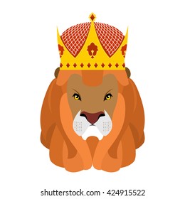 Head of a predator with shaggy mane and royal headdress