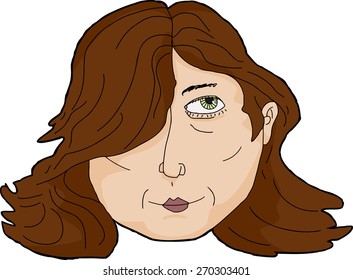 Head of pretty Caucasian woman with grin