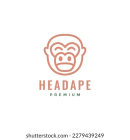 head primate ape monkey face mascot smile cute line simple logo design vector