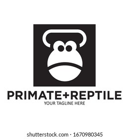 head of primate and reptile logo vector illustration