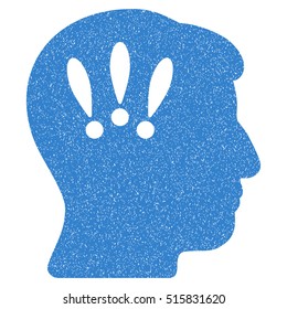 Head Problems grainy textured icon for overlay watermark stamps. Flat symbol with dust texture. Dotted vector cobalt ink rubber seal stamp with grunge design on a white background.