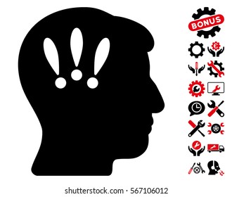 Head Problems pictograph with bonus settings pictograms. Vector illustration style is flat iconic intensive red and black symbols on white background.