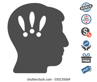 Head Problems pictograph with free bonus icon set. Vector illustration style is flat iconic symbols, cobalt and gray colors, white background.