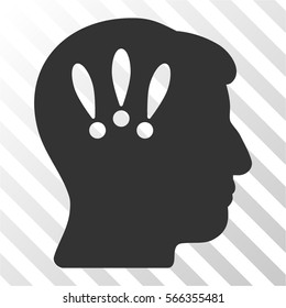 Head Problems vector icon. Illustration style is flat iconic gray symbol on a hatch transparent background.