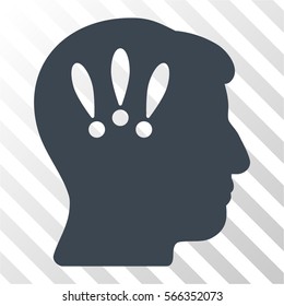 Head Problems vector pictogram. Illustration style is flat iconic smooth blue symbol on a hatched transparent background.