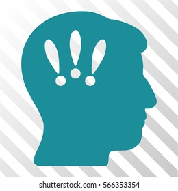 Head Problems vector pictograph. Illustration style is flat iconic soft blue symbol on a hatched transparent background.