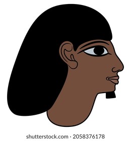Head in profile of ancient Egyptian young man. 